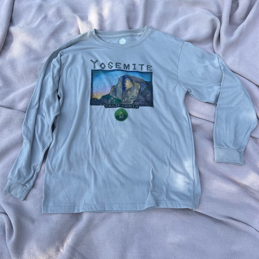 Gray Yosemite Long Sleeve Tee - Men’s Large - Half Dome, Yosemite National Park